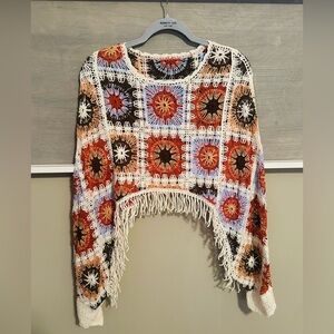 NWOT Classy Chic Boutique Granny Squares Crochet Sweater!